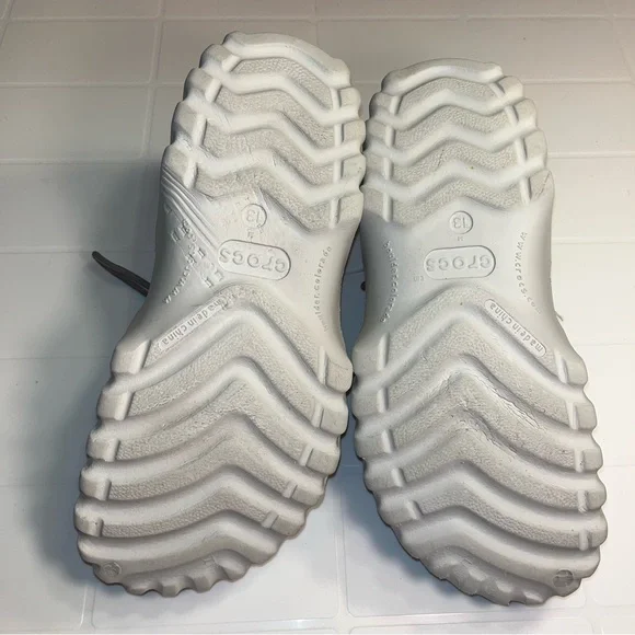 Crocs Shoes mens Size 13 gray Khaki Camo Leather Boat Lace up Tie rare - Picture 5 of 7